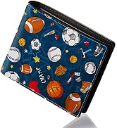Cool Wallet for Boys - Teen Boys Wallet Sport Ball Print Slim Thin PU Leather Bi-Fold Wallets Pur...