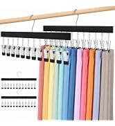 gofuch Pants Hangers with Clips Holds 48 Space Saving 4 Pack Black | 360° rotating hook. Holds le...