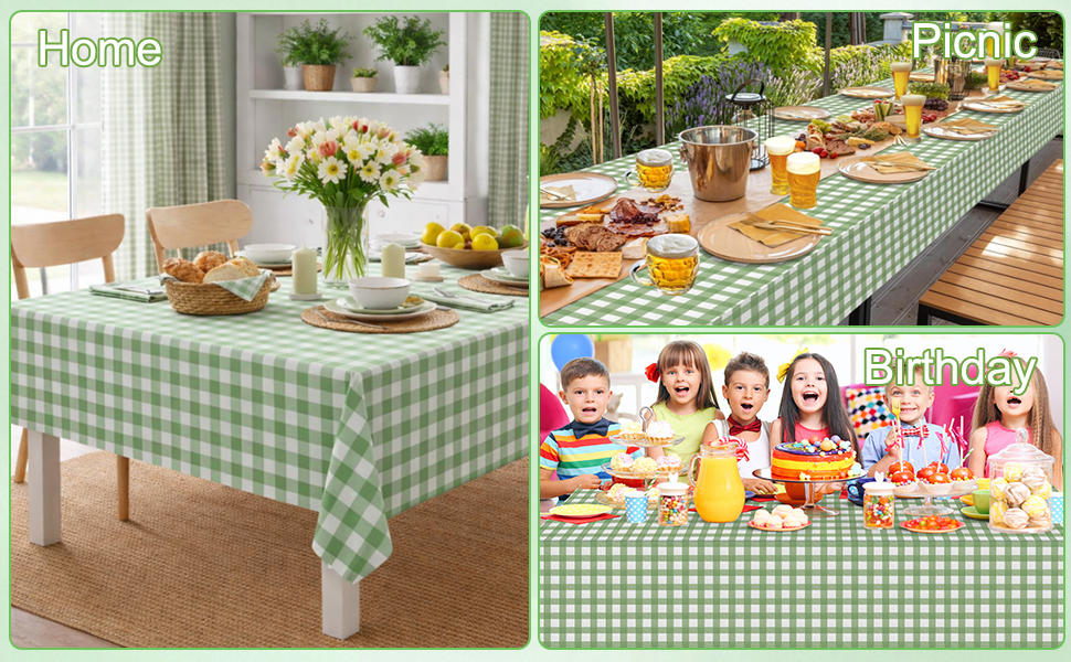 Sage Green Gingham Tablecloth