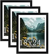 Picrit 18x24 Picture Frame 3 Pack, Black Poster Frame, Display Poster 16 x 20 with Mat or 18 x 24...