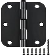 18 Pack Matte Black Door Hinges 3.5 x 3.5 Inch Interior 3 1/2 Inch Door Hinges for Doors Rounded ...