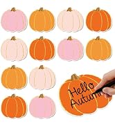 JarThenaAMCS 48 Pcs Fall Pumpkin Cutouts Boho Pink Orange Pumpkin Cut-Outs Autumn Paper Cutting w...