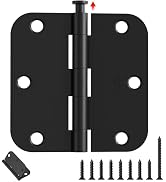AmzGod Black Door Hinges - 48 Pack 3.5 Inch Rounded with 5/8" Radius Matte Black Door Hinges for ...
