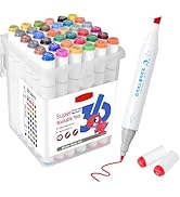 SAYEEC Washable Markers, 36 Colors Art Markers Set with Case, Fine Chisel Dual Tips Drawing Pens ...