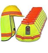 Evridwear High Visibility Neck Sun Shield with Reflective Stripe, Safety Hard Hat Shade with Brea...