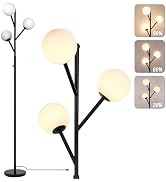Ldeco 3-Globe Mid Century Black Tree Floor Lamp for Living Room,70in Tall Modern Stepless Dimmabl...