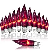 SOTOPOO 12 Pack Halloween Purple Flickering Flame Light Bulbs E12 Base, C18 Flickering Purple Lig...