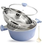 AIKENBBKK Ceramic Steamer Pot for Cooking, 7 QT Large Steaming Pot with Lid, Nonstick Cooking Pot...