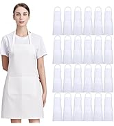 Nymmoata 2/12 PCS White Aprons with Pockets: Unisex Apron Bulk with Extra Long Ties for Kitchen P...