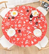 Round Fitted Christmas Tablecloth
