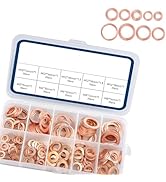 Eratus 200 PCS Oil Drain Plug Gasket, M5 M6 M8 M10 M12 M14 Copper Crushed Sealing Ring, High Temp...