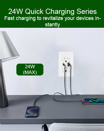 24 Watt USB C Wall Outlet