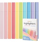 TONOS Highlighters Assorted Colors, 10 Pack Bible Highlighters, No Bleed | Pastel Highlighter Pen...