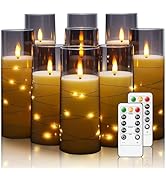 Nimiko Flickering Flameless LED Candles,Battery Operated Candles 9 Pcs with Embedded Star String,...