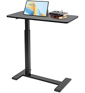 mignonnememe Mobile Standing Desk Adjustable Height Laptop Desk Pneumatic Overbed Bedside Table P...
