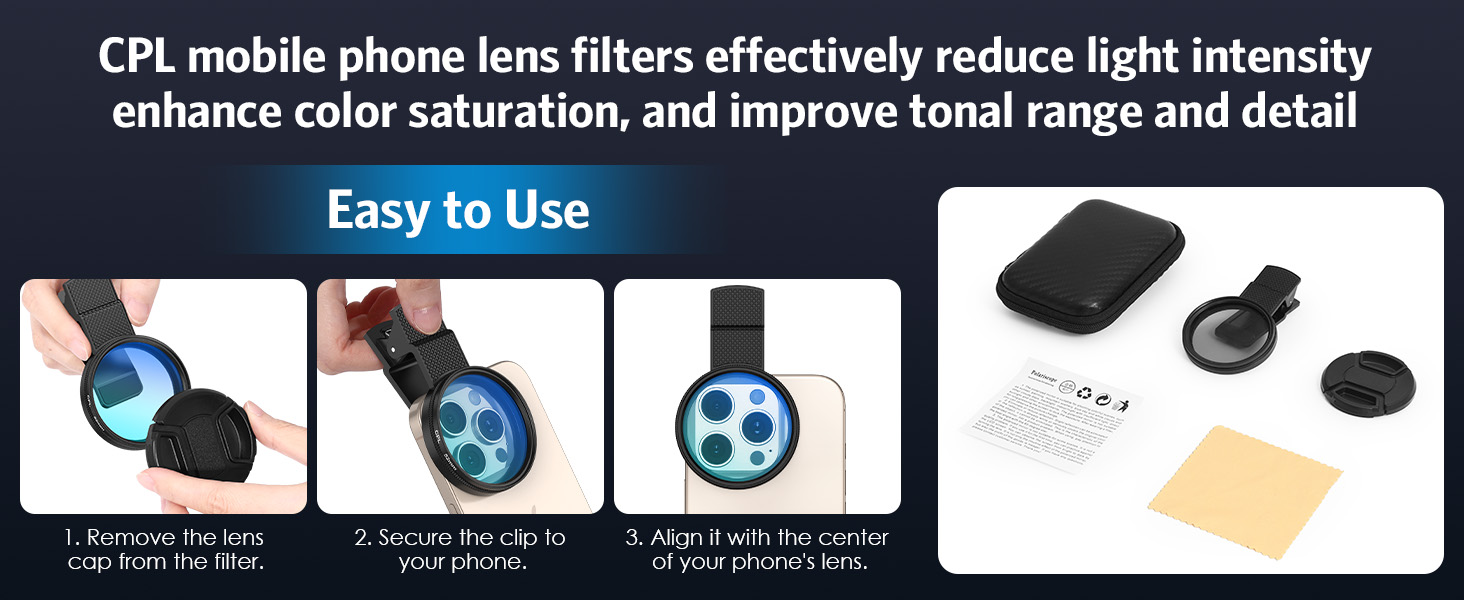 52MM Clip-on CPL Phone Camera Lens Filter