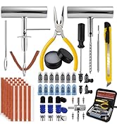 SBGGRL 77Pcs Tire Plug Kit, Heavy Duty Tire Repair with Rubber Nails, Screw Plugs, T-Handle, Prof...