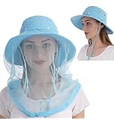 USHAKE Head Net Hat, Safari Hat Sun Hat Bucket Hat with Hidden Net Mesh