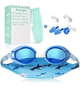 Pixel Panda Kids Swim Goggles with Fabric Strap for 3-12 Anti-Fog Anti-UV, No Leak No Hair Pullin...