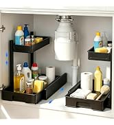 Under Sink Organizer, L-Shaped 2 Tier Pull Out Cabinet Organizer,2 Pack | BLULEE Under Kitchen Si...
