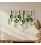 Tempospark Large Macrame Tapestry Wall Hanging, Boho Leaves Tassels Tapestries Wall Decor for Liv...