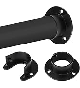 INCREWAY 2 pcs Pack Closet Rod Flange Base Set, Metal Wardrobe Rod Holder Brackets, Wall Mounted ...