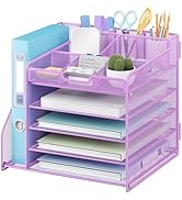 Lavatino 5-Tier Metal Mesh Desk Organizer with File Holder & 7 Customizable Compartments | Paper ...
