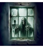 Grim Reaper Halloween Window Cover, 31 x 47 Inch Horror Themed Curtain, Halloween Photo Backdrop ...