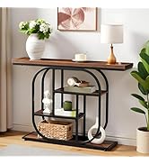 HOOBRO 43.3" Console Table, 4-Tier Sofa Table, Industrial Entryway Table, Behind Couch Table, Acc...