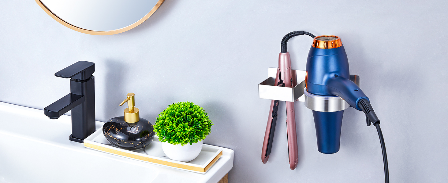 blow dryer and curling iron holder wall mounted