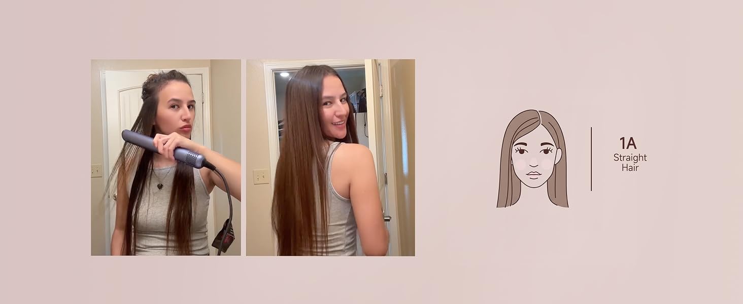 Before and after blowout on 1A fine straight hair, dried and smoothed with JELLYFISH air gap dryer