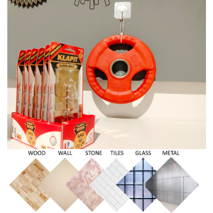 Holds 5kg weight, suitable with wood, wall, stone, tiles, glass, metal