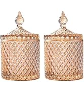 CGHWBEA Candy Dish with Lid Glass Decorative Box Cookie Amber Jar Vintage Jewelry Box Trinket Box...