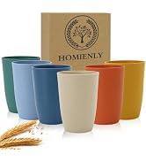 Homienly Wheat Straw Cups 6 PCS Plastic Cups Reusable Unbreakable Drinking Cup Dishwasher Safe Wa...