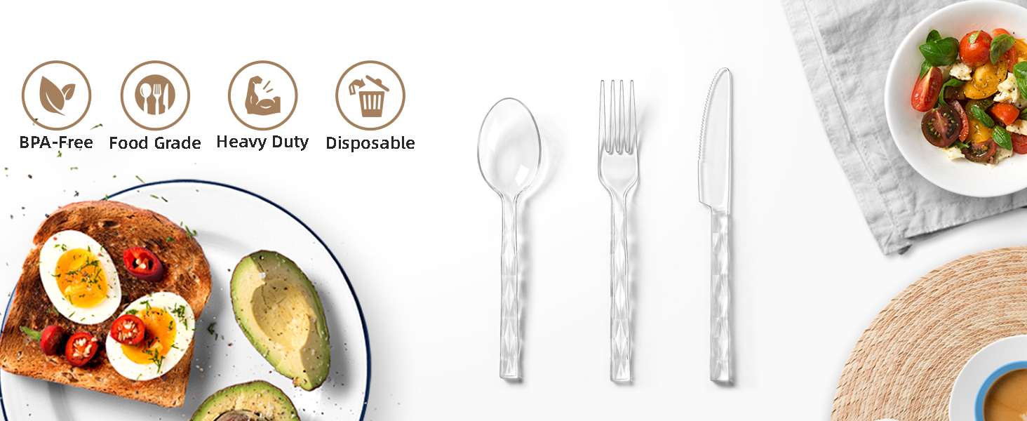 Lullaby disposable clear cutlery set for party