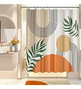 AmazerBath Fall Shower Curtain, Orange Abstract Cloth Shower Curtain Sets with 12 Shower Curtain ...