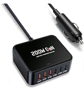 USB C Car Charger Fast Charging,2026 New 200W GaN 6-Ports USB C Laptop Car Charger Compatible wit...