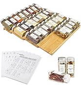 KitHero Spice Drawer Organizer with 35 Spice Jars,216 Labels,50 Non-slip Rubber, Bamboo 4 Tier Se...