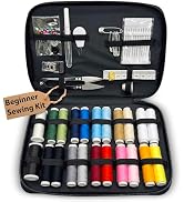 Beginner Hand Sewing Kit with Portable Case – Sewing Supplies for Adults & Kids – 22 Thread Spool...
