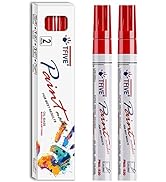 Red Permanent Paint Marker Pens - 2 Count Oil Based Marker Pen, Medium Tip, Waterproof & Quick Dr...
