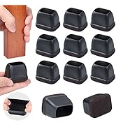 16 PCS Rectangle Silicone Chair Leg Floor Protectors with Felt, Rectangle Chair Leg Caps, Chair L...