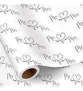 RUSPEPA Wedding Wrapping Paper Roll, Mini Roll, Black and White Mr. & Mrs. Design with Heart and ...