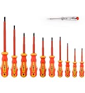 Gunpla 11 Pieces VDE Insulated Screwdriver Set, 1000V with Black Tip Magnetic, TPR Handle Electri...