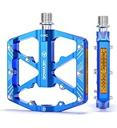 Bike Pedals 9/16 Inch - Bicycle Pedals with Reflectors - 3 Sealed Bearings MTB Pedals Wide Platfo...