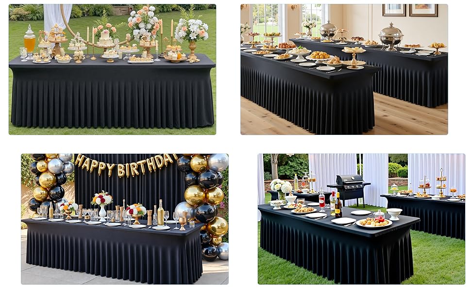 black tablecloths 6ft