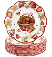 BOKFJBP 50Pcs 7inch Strawberry Plates-Strawberry Paper Dessert Disposable Plates Appetizer Cakes ...