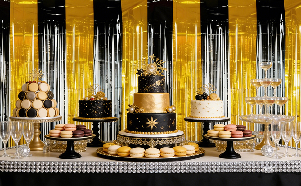 Black and Gold Party Streamers