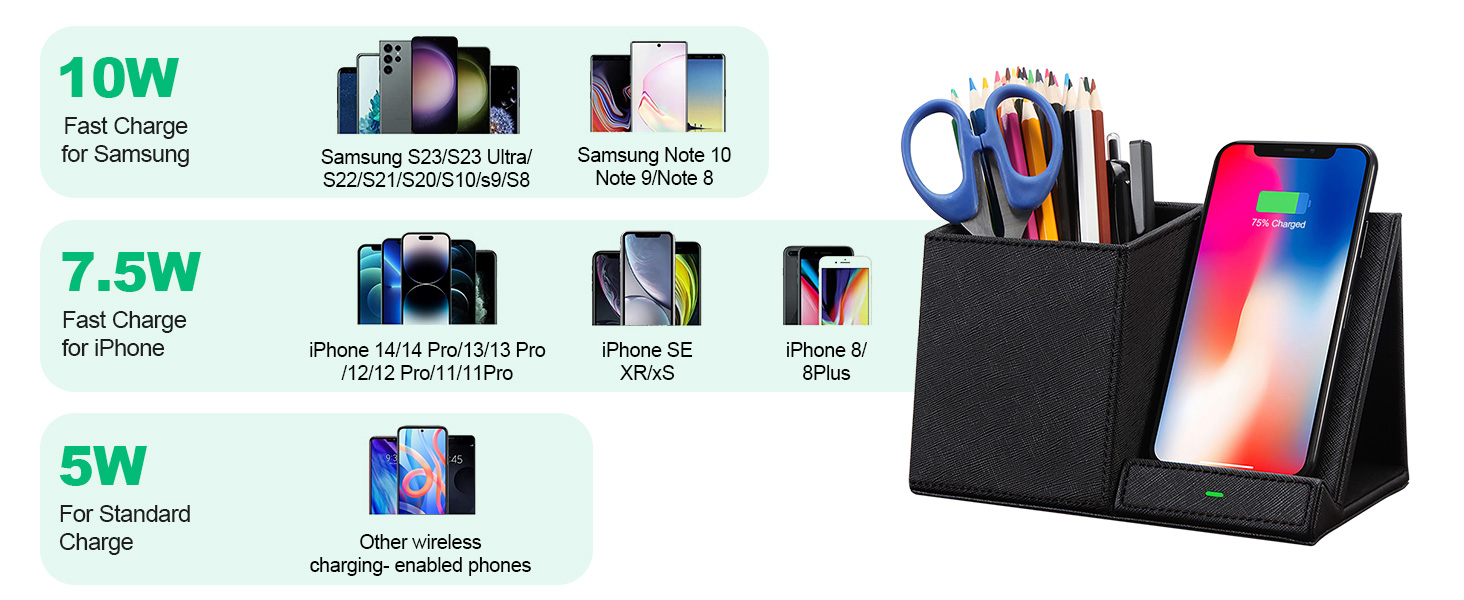 2 in 1 Wireless Charger & Desk Organizer