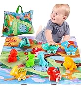 ALASOU 9 PCS Dinosaur Fantastic Creatures Toys with Playmat/Storage Bag|Baby Car Toys for 1 Year ...