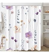 Gibelle Watercolor Floral Shower Curtain, Purple Beige Flower Shower Curtain for Bathroom, Modern...